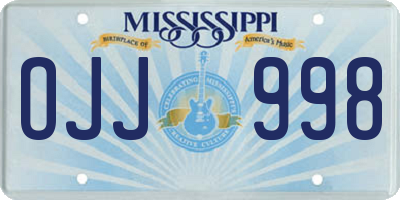 MS license plate OJJ998