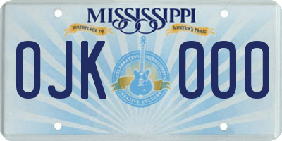 MS license plate OJK000