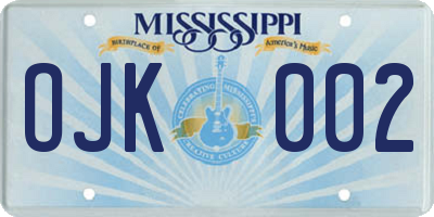 MS license plate OJK002