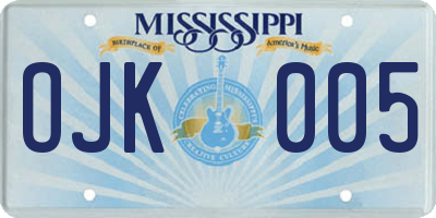 MS license plate OJK005