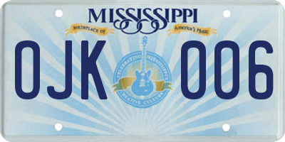 MS license plate OJK006