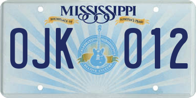 MS license plate OJK012