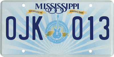 MS license plate OJK013