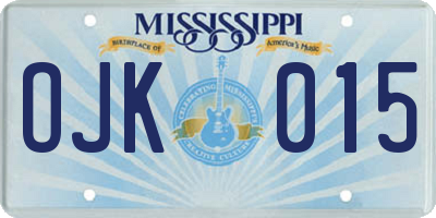 MS license plate OJK015