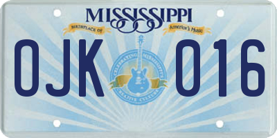 MS license plate OJK016