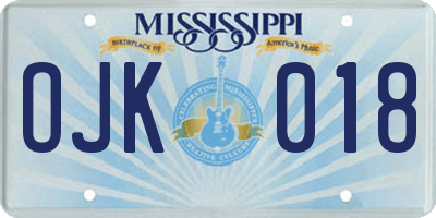 MS license plate OJK018