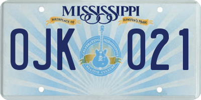 MS license plate OJK021