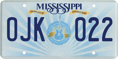 MS license plate OJK022