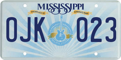 MS license plate OJK023