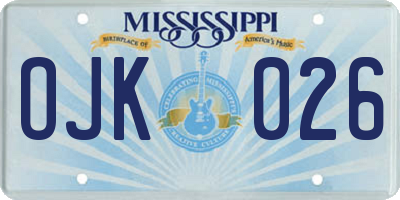 MS license plate OJK026