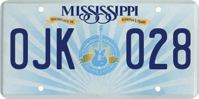 MS license plate OJK028