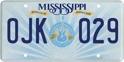 MS license plate OJK029
