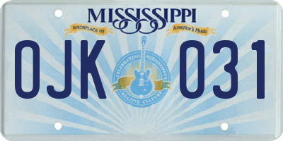 MS license plate OJK031