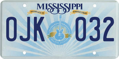 MS license plate OJK032