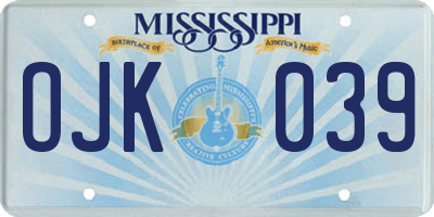MS license plate OJK039