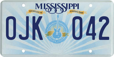 MS license plate OJK042
