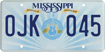 MS license plate OJK045
