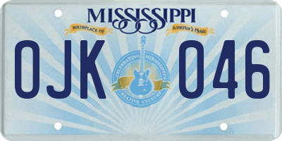 MS license plate OJK046