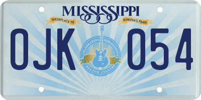 MS license plate OJK054