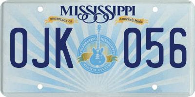 MS license plate OJK056