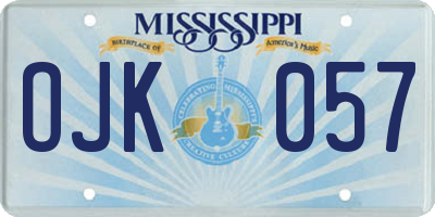 MS license plate OJK057