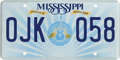 MS license plate OJK058