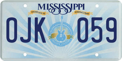MS license plate OJK059