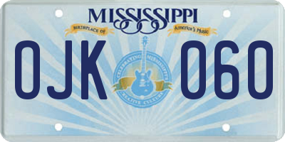 MS license plate OJK060