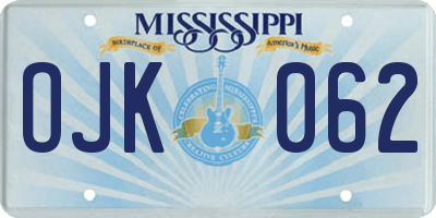 MS license plate OJK062