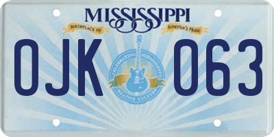 MS license plate OJK063
