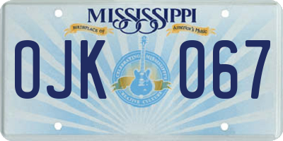 MS license plate OJK067