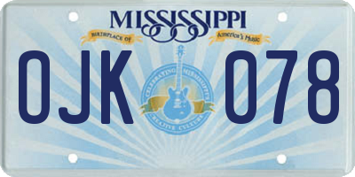 MS license plate OJK078