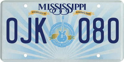 MS license plate OJK080