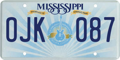 MS license plate OJK087