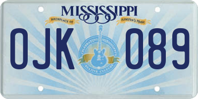 MS license plate OJK089