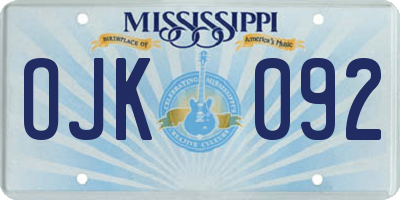 MS license plate OJK092