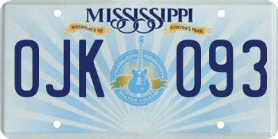 MS license plate OJK093