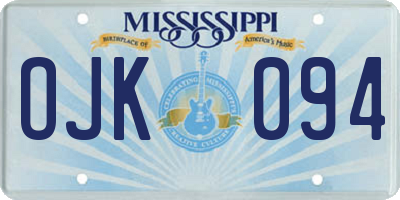 MS license plate OJK094