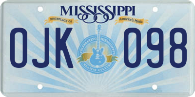 MS license plate OJK098