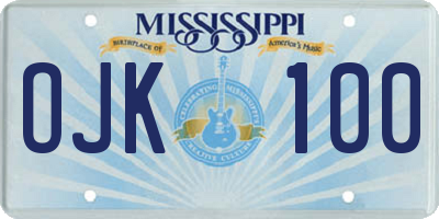 MS license plate OJK100