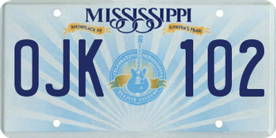 MS license plate OJK102