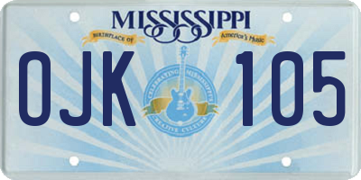 MS license plate OJK105