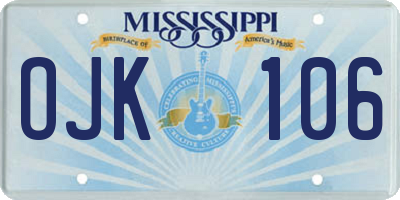 MS license plate OJK106