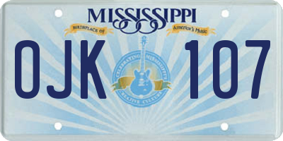 MS license plate OJK107
