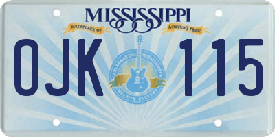 MS license plate OJK115