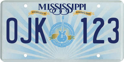 MS license plate OJK123