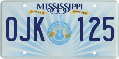 MS license plate OJK125
