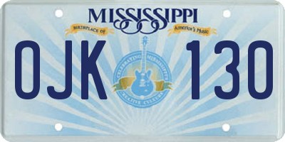 MS license plate OJK130