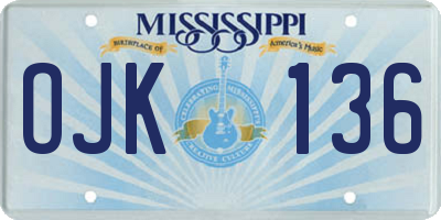 MS license plate OJK136
