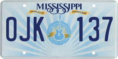 MS license plate OJK137